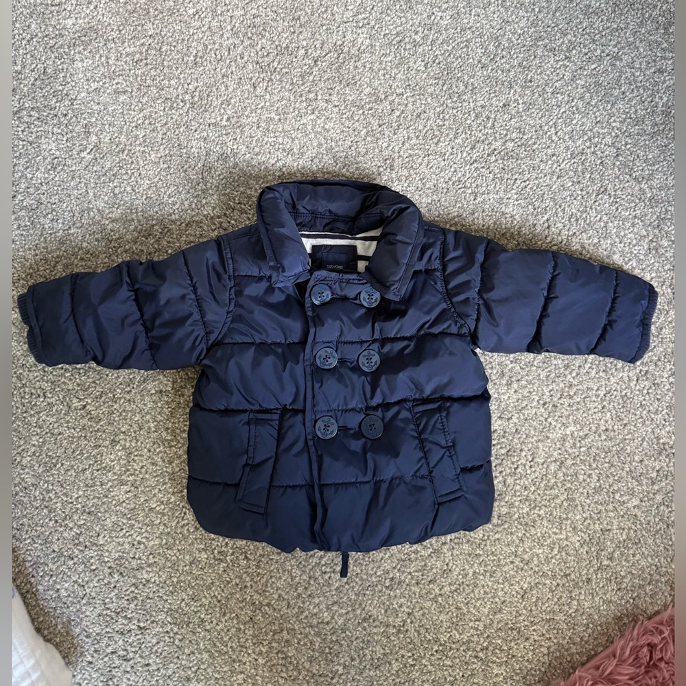 Baby GAP, Kids Navy Puffer Coat - Classic Double-Breasted Jacket, 6-12 months